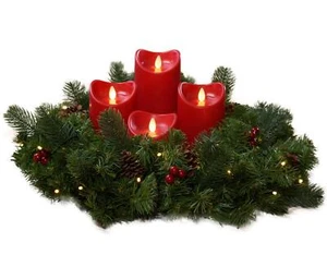 Adventskranz künstlich Licherkette LED Kerzen Ø 40cm Kranz Tisch Weihnachtsdeko - Bild 1 von 6