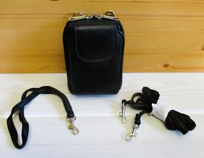 Petite pochette cuir noir agneau port ceinture ou anse poignée ou bandoulière - Photo 1/3