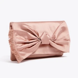 NUEVO CON ETIQUETAS $248 TORY BURCH ""Eleanor"" BOLSO Bolso de Satén Moño Carcasa Rosa - Imagen 1 de 11