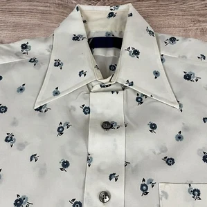 Vintage Shirt Mens 15.5 70s Abstract Dagger Rockabilly Club Rave Button Up A84 - Picture 1 of 10