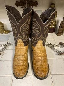 Larry Mahan Vintage Buttercup Caiman Leather Alligator Western Boots 10.5 D - Picture 1 of 21