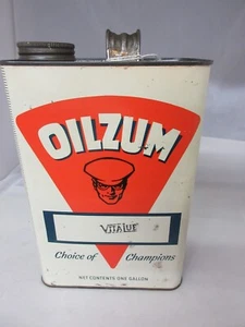 PUBLICIDAD VINTAGE OILZUM LATA DE ACEITE DE 1 GALÓN GARAJE TIENDA LATA D-449 - Imagen 1 de 6