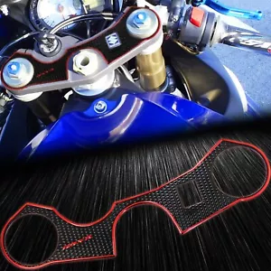 Handle Yoke Cover Triple-Tree Protector Pad 06-23 GSXR 600/750 Black+Chromed Red - Picture 1 of 4