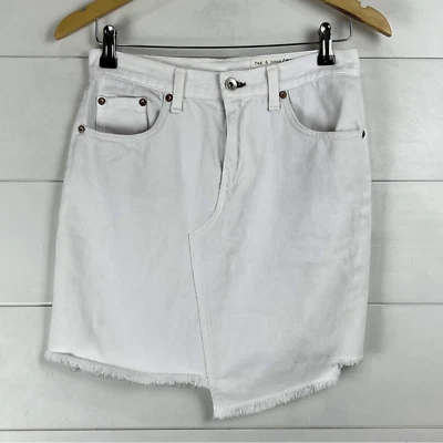 RAG AND BONE Talla 26 Buceo Cintura Alta Jean Falda Blanco Asimétrico Mini Denim Foto 1 de 4