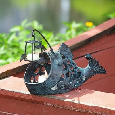 Big Fish Candle Holder Lantern Sculpture Coastal Lake Ocean Angler ~ SPI 51008 - Image 1 of 4
