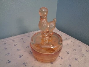 VINTAGE JEANNETTE MARIGOLD CARNIVAL GLASS SCOTTIE DOG TRINKET POWDER BOX JAR - Picture 1 of 7