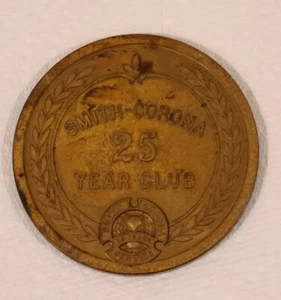 FICHA GRANDE DE METAL SMITH-CORONA 25 AÑOS DE SERVICIO Latón pesado - Imagen 1 de 5