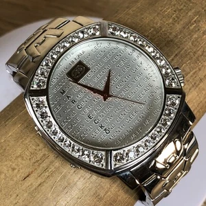 Mark Ecko Men's E13543G1 Silver Steel Gem Stone Bezel 46mm Quartz Watch 8 1/4" - Picture 1 of 13