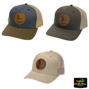 NEW BANDED LEATHER DUCK PATCH LOGO TRUCKER HAT MESH BACK BALL CAP - Picture 1 of 4
