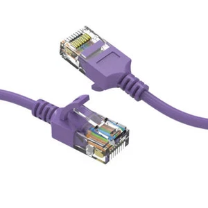 3Ft CAT6A UTP Slim Ethernet Network Booted Cable 28AWG Purple - Picture 1 of 1