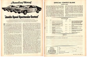 1968 AMC JAVELIN / BONNEVILLE SPEED SPEKTAKULÄRER WETTBEWERB ~ ORIGINAL 2-SEITIGE ANZEIGE - Bild 1 von 2