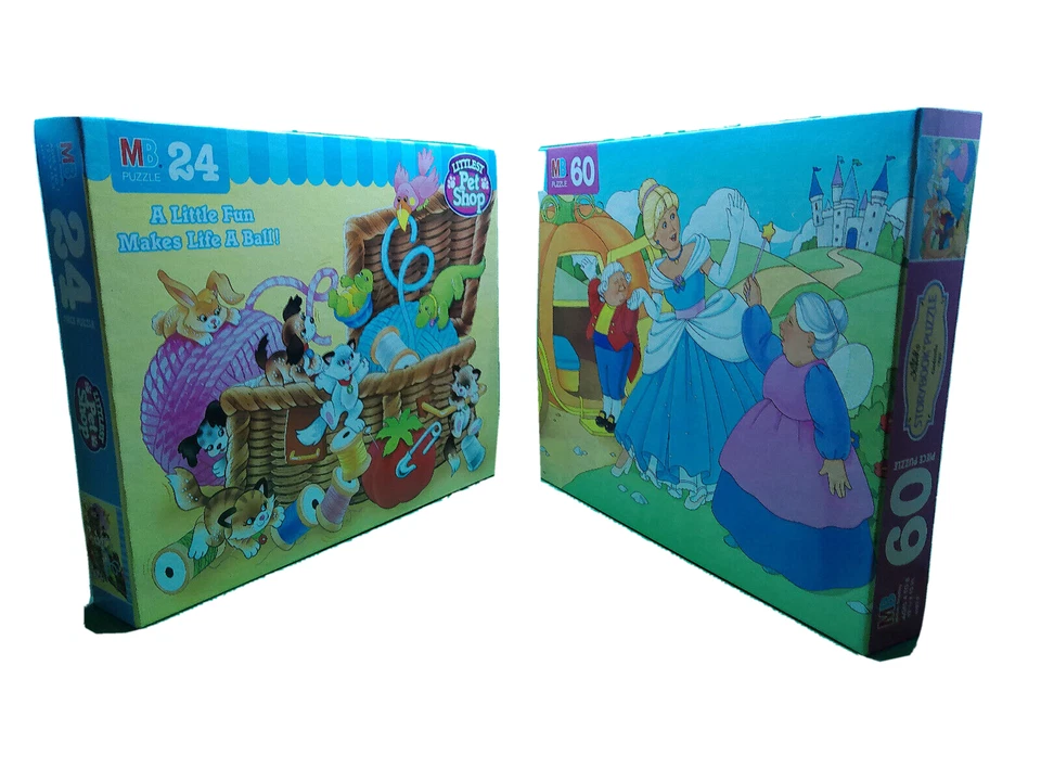Littlest Pet Shop Cinderella lot 2 NOS 1993 Kenner toys puzzle still sealed MB - Image 1 of 3