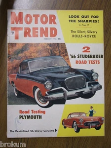 MOTOR TREND FEBRUARY 1956 THE SILENT, SILVERY ROLLS-ROYCE - Imagen 1 de 3