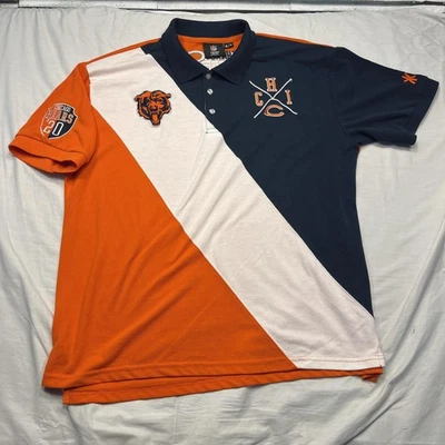 Chicago Bears Shirt Mens XL Navy Orange White NFL Team Apparel Polo 20/20 Patch - Image 1 of 4
