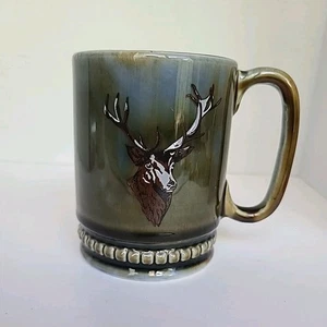 Taza de café vintage irlandesa de porcelana verde-azul WADE 12 oz. 4". Ciervo de alce 25 x 3"  - Imagen 1 de 16