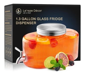 Glass Drink Dispenser 5L | Leakproof Spigot | Beverage, Laundry, Punch Bowl - Picture 1 of 8