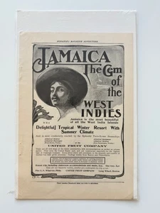 Jamaica ‘Gem of the West Indies’ United Fruit Co Ad – Original 1902 Antique - Foto 1 di 3
