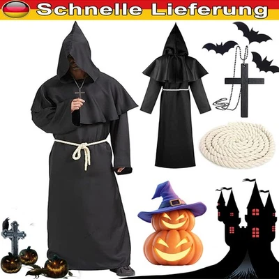 MARKENLOS Mönch Gewand Mittelalter Kostüm Herren Renaissance Robe Halloween Priester