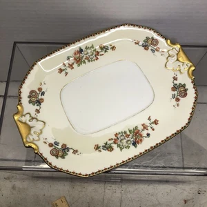 ANTIKER D&C FRANKREICH LIMOGES FLORAL SCHWER GOLD BEMALT PORZELLAN TELLER Rechteck - Bild 1 von 8