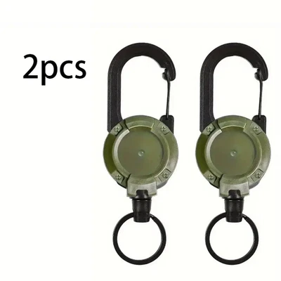 2Pcs Heavy Duty Keychain Retractable Carabiner Car Key Chain with Badge Holder - Image 1 of 4