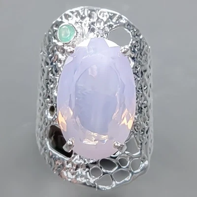Joyería 25 quilates Anillo Cuarzo Lavanda Natural Plata de Ley 925 Talla 9/R431448 Foto 1 de 4