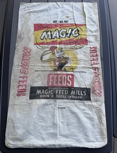 De colección MAGIC Feeds Saco de Alimentación Algodón Magic Feed Mills Odon & Paoli Indiana - Imagen 1 de 7