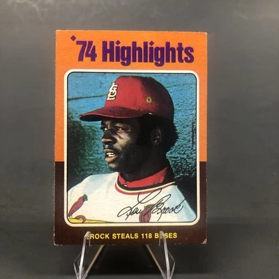 Topps Mini #2 1975 Lou Brock -'74 Highlights Brock Steals 118 bases Foto 1 de 2
