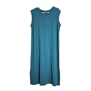 Eileen Fisher Kleid Damen Gr. M ärmellos Tank Viskose Stretch Schmuck türkis - Bild 1 von 6