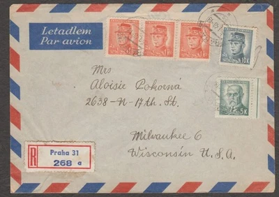 CUBIERTA REGISTRADA CHECASLOVAQUIA CON SELLOS - Foto 1 de 2