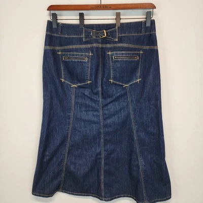 Ashley Stewart Denim Maxi Skirt Size 18W 38" Dark Wash Pockets A-line Modest - Image 1 of 4