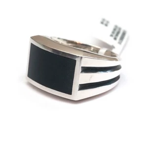DAVID YURMAN New Men's 14.8mm Streamline Signet Ring in Black Onyx, Silver 10 - Picture 1 of 6