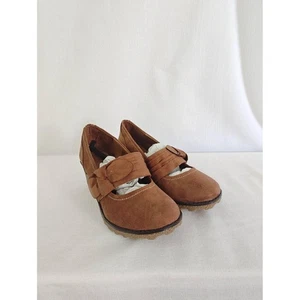 Mia Kids Shoes Addie Mary Jane Wedge Brown Tan Round Toe Faux Suede New 13 - Picture 1 of 11