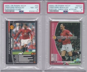 PSA8 2004-05 PANINI WCCF #59 & #WSA4 CRISTIANO RONALDO RC ROOKIE SET - Picture 1 of 2