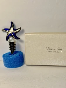 Hermosa colección Art Deco de Murano de colección tapón de vino azul/plateado estrella de mar - Imagen 1 de 8