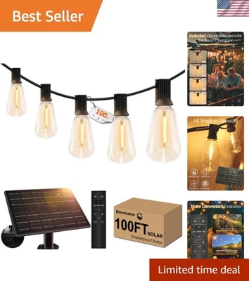 Dimmable 100ft Solar String Lights - USB Rechargeable for Garden, Patio - Image 1 of 4