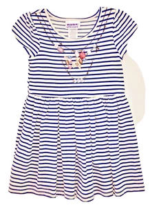 Blueberi Blvd Halskette Kleid Kleinkind 3T Viskose Poly Strick marineblau weiß Streifen - Bild 1 von 2