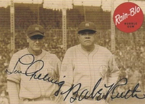 LOU GEHRIG BABE RUTH RAIN-BLO GOMA PUBLICIDAD PROMOCIÓN REPRODUCCIÓN TARJETA FACSÍMIL - Imagen 1 de 2
