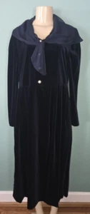 Vintage Laura Ashley Dress Navy Blue Velvet Button Front Dress Size 10 VGC - Picture 1 of 4