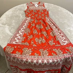 Versona Womens Red Floral Round Neck Sleeveless Pullover Long Maxi Dress Size S - Picture 1 of 12