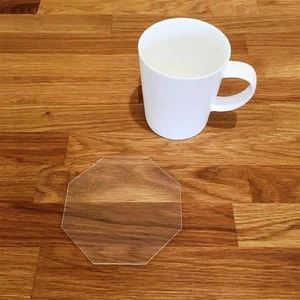 Octagon Shaped Clear Gloss Acrylic Coasters, Sets of 4, 6 or 8, 10.5cm 4" - Picture 1 of 3