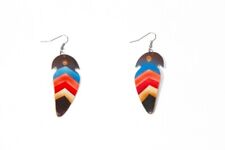 Christmas Gifts Totumo Shell Fairtrade Handmade Multicolour Feathers Earrings 