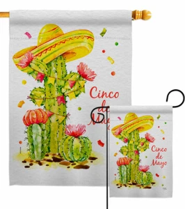 Bandera de jardín de cactus Cinco de Mayo decorativa de verano pequeño regalo patio casa pancarta - Imagen 1 de 17