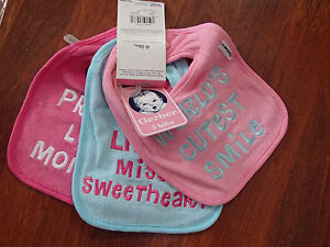 Gerber 3 Pk. Terry Cloth Os2 Girls Bibs With Cute Different Verse On Each