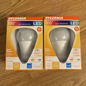 2) SYLVANIA DIMMABLE LED A21 Bulb 100W 1600 Lumens Uses 17W (Soft White) - Picture 1 of 6