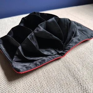 Asian Black Silk Satin Travel Makeup Jewelry Pouch Clutch Purse No Zip - Picture 1 of 8