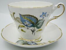 Regency Bone China Teacup & Saucer Blue Leaf Pattern Fine China Made In England