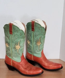 Ariat Womens Manzanita Boots Rose Pink Turquoise Green 15552 Cowgirl Size 8M - Picture 1 of 15