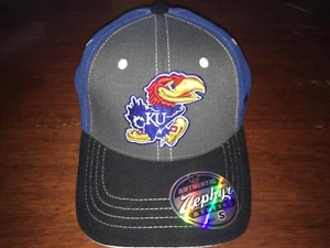 Kansas Jayhawks Stretch Fit Hat (Baseball Cap) Small Tri Color - Picture 1 of 3