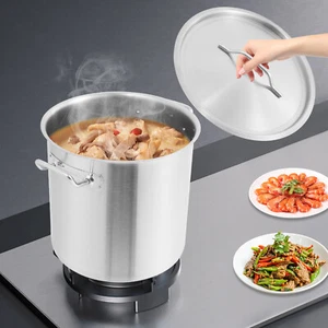 25 L Commercial Stockpot Restaurant Soup Pot w/ Lid Stainless Steel Stock Pot - Picture 1 of 15