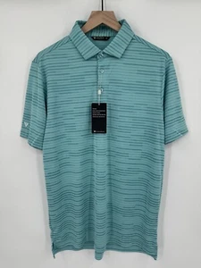 New LevelWear Cruz Golf Polo Men’s Size Medium Blue Striped Performance - Picture 1 of 7